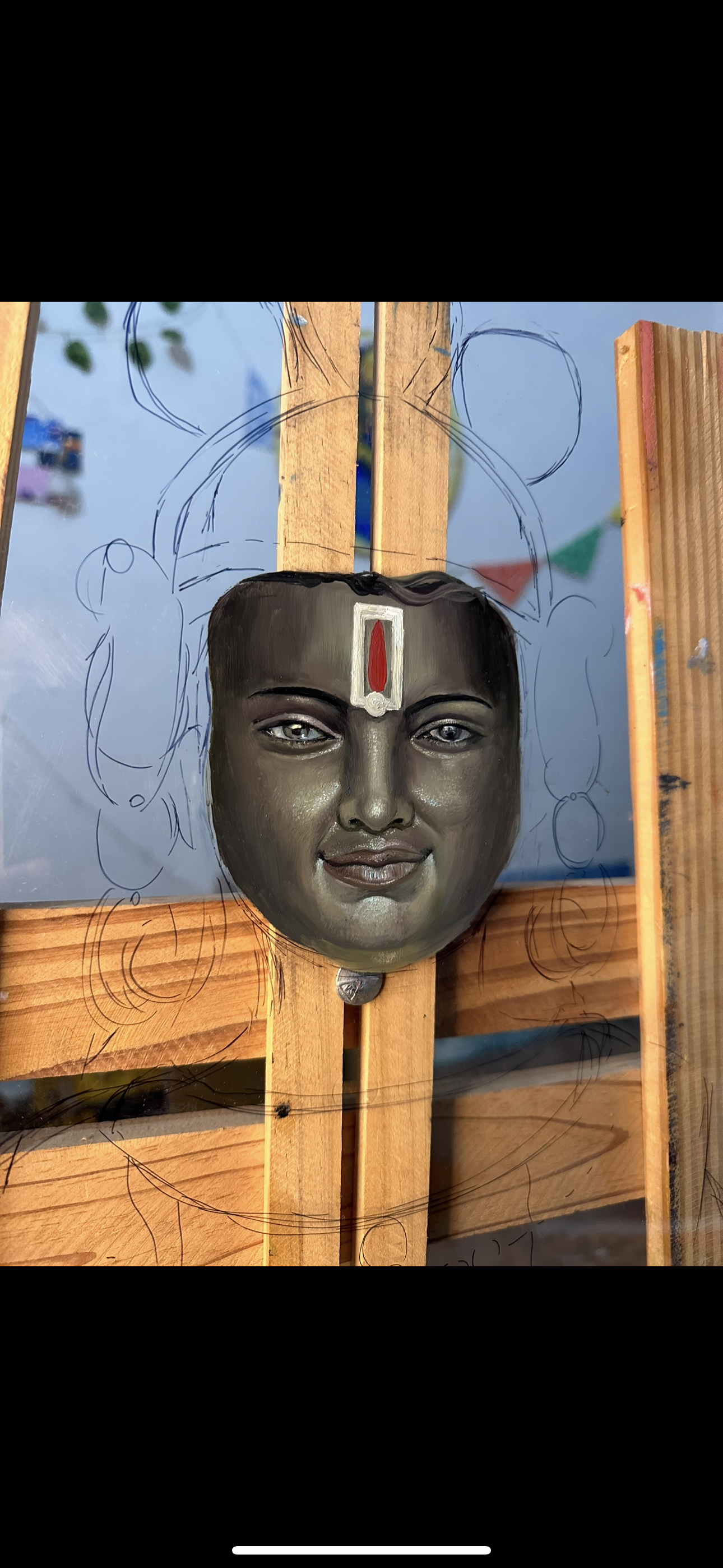 Lord Ramlala Ji Painting | Hand-Textured canvas print from original Hand-Signed Glass Painting