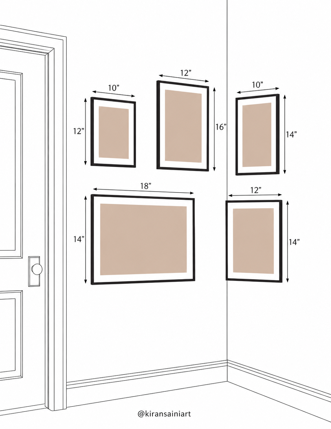 Room Corner Gallery Wall Set of 5 Frames | Premium Pine Wood Picture Frames