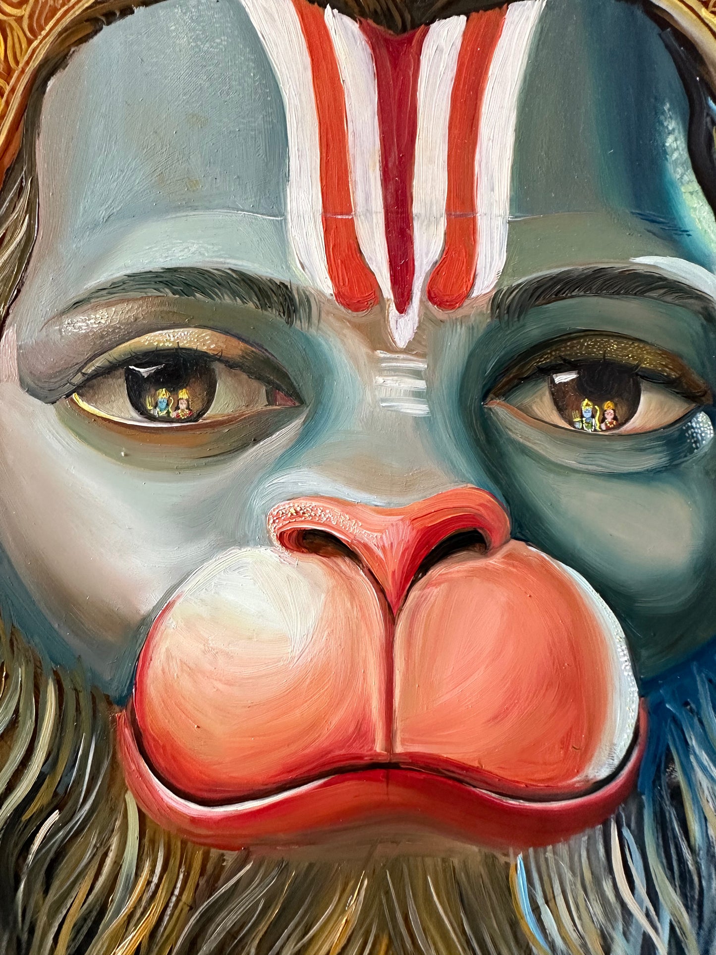 "The World Through Hanuman Eyes" Hand-Paint textured canvas print of original painting