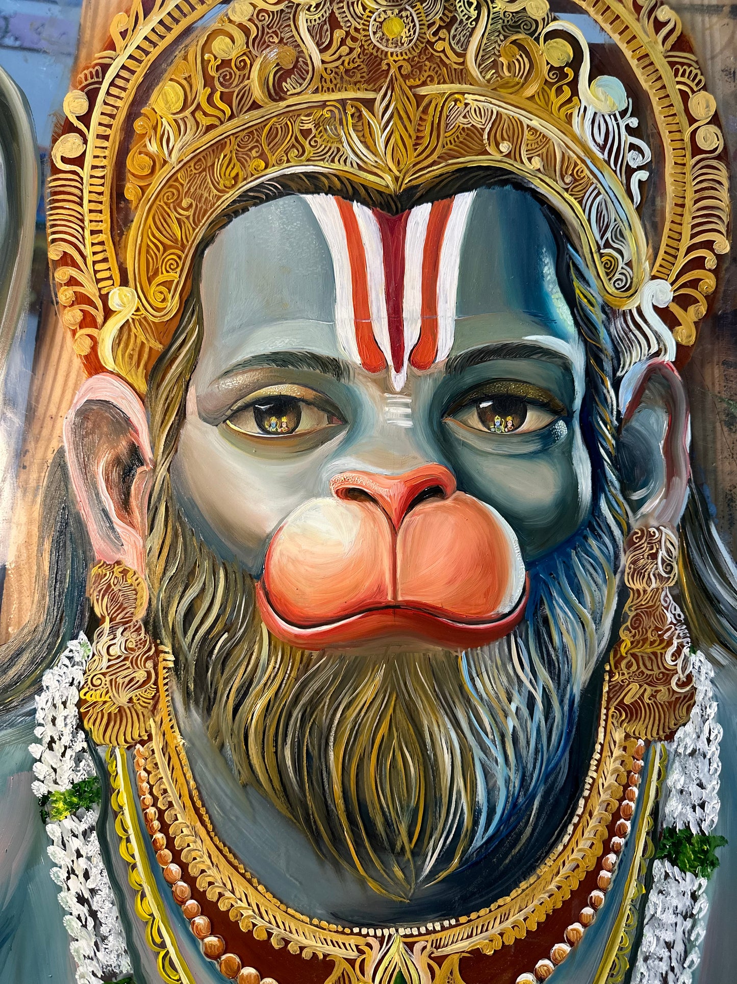 "The World Through Hanuman Eyes" Hand-Paint textured canvas print of original painting