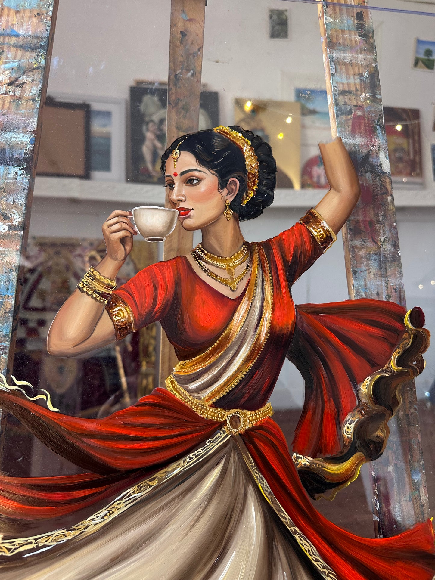 Ek Cup Chai: A Sip of Energy | Paint Textured canvas Print of original Painting