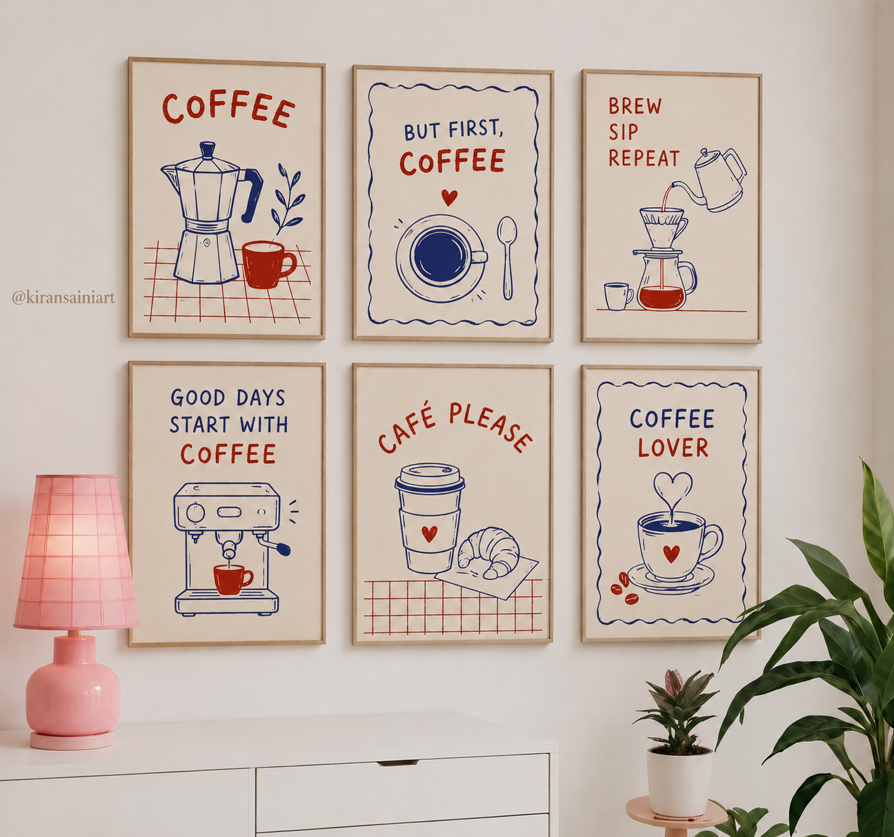 Coffee Moments Collection – Set of 6 Café Wall Art Prints