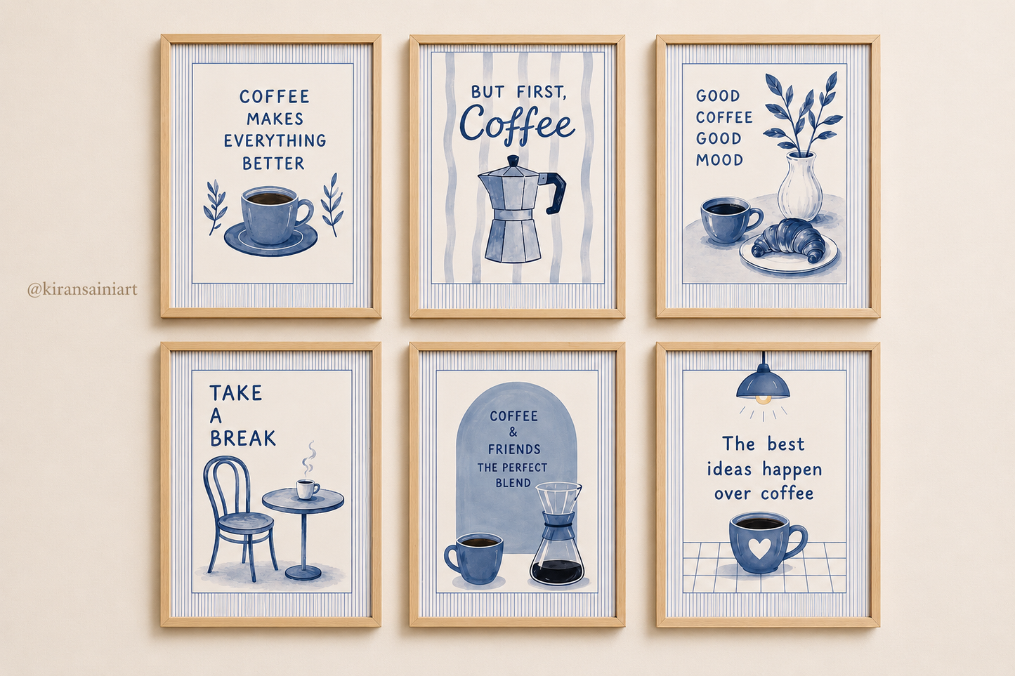 Coffee Moments Collection – Set of 6 Café Wall Art Prints