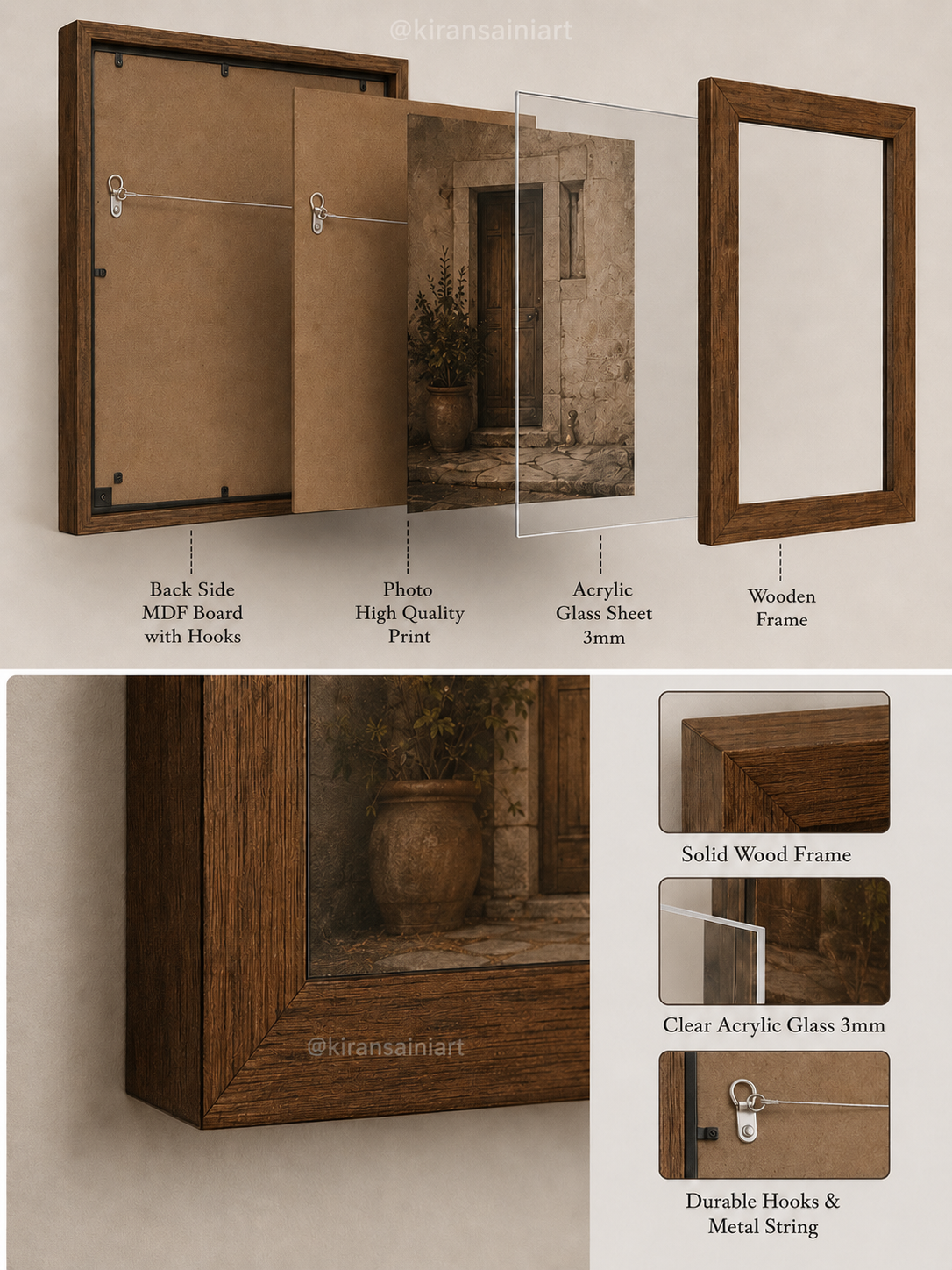 Room Corner Gallery Wall Set of 5 Frames | Premium Pine Wood Picture Frames