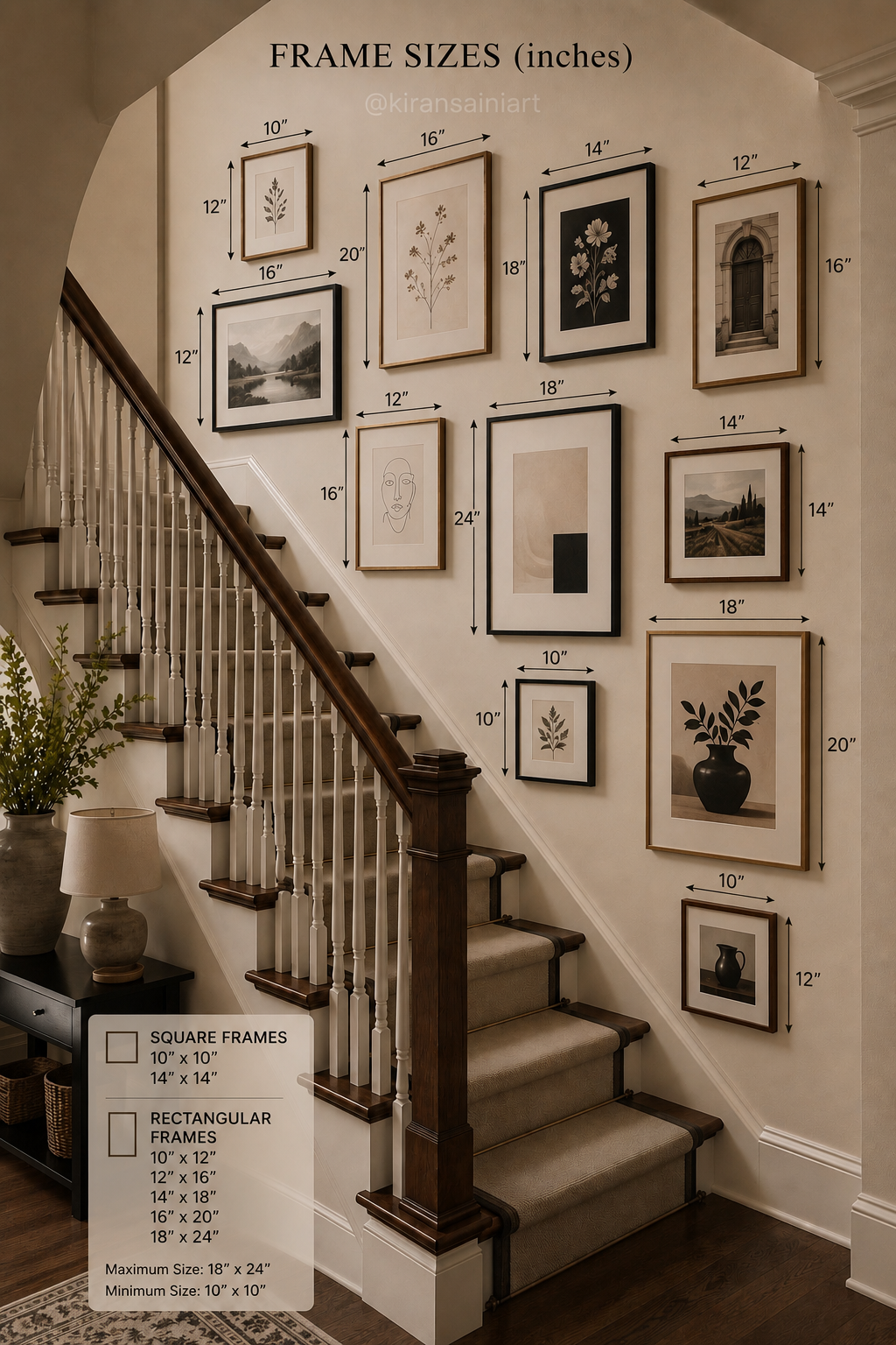 Staircase Gallery Wall Set of 11 Frames | Premium Pine Wood Photo Frames