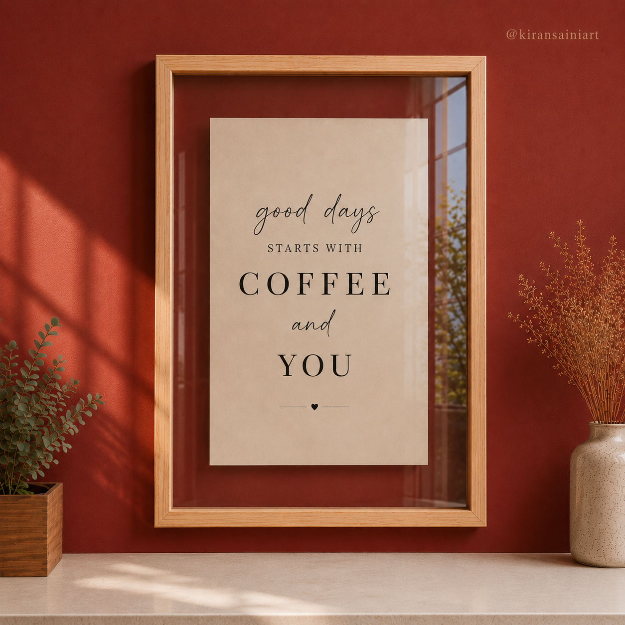 Double Glass Café Wall Frame Set | Premium Pine Wood Floating Frames